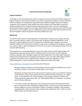 Duwamish Resolution Briefing Paper