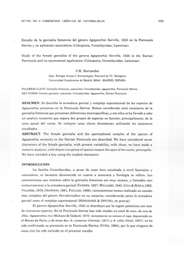 Estudio De La Gen Italia Femenina Del Género Agapanthia Serville, 1835 En La Península Ibérica Y Su Aplicación Taxonómica (Coleoptera, Cerambycidae, Lamiinae)