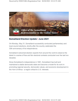 Somaliland Election Update / June 2021