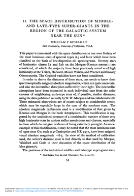 11. the Space Distribution of Middle- and Late-Type Super-Giants in the Region of the Galactic System Near the Sun*