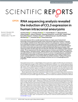 RNA Sequencing Analysis Revealed the Induction of CCL3 Expression In