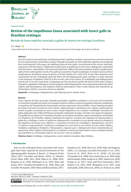 Review of the Inquilinous Fauna Associated with Insect Galls in Brazilian Restingas Revisão Da Fauna Inquilina Associada a Galhas De Insetos Em Restingas Brasileiras