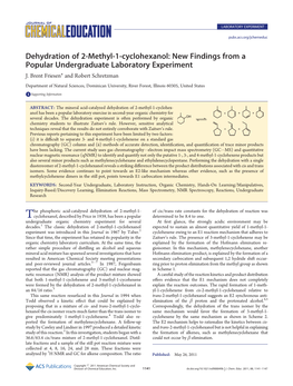 Dehydration of 2-Methyl-1-Cyclohexanol: New Findings from a Popular Undergraduate Laboratory Experiment J