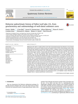 Holocene Paleoclimate History of Fallen Leaf Lake, CA., from Geochemistry and Sedimentology of Well-Dated Sediment Cores