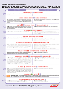 Linee Che Modificano Il Percorso DAL 27 Aprile 2015