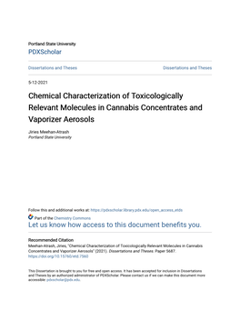 Chemical Characterization of Toxicologically Relevant Molecules in Cannabis Concentrates and Vaporizer Aerosols