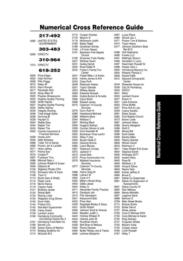 Numerical Cross Reference Guide