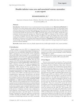 Double Inferior Vena Cava and Associated Venous Anomalies: a Case Report