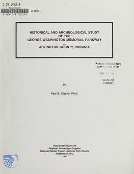 Historical and Archeological Study of the George Washington Memorial Parkway