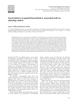 Vocal Mimicry in Spotted Bowerbirds Is Associated with an Alarming Context