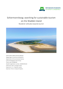 Schiermonnikoog: Searching for Sustainable Tourism on the Wadden Island Residents’ Attitudes Towards Tourism