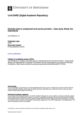 Diversity Policy in Employment and Service Provision: Case Study