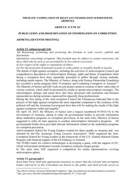 Article 13, Subparagraph 1(D) (D) Respecting, Promoting and Protecting the Freedom to Seek, Receive, Publish and Disseminate Information Concerning Corruption