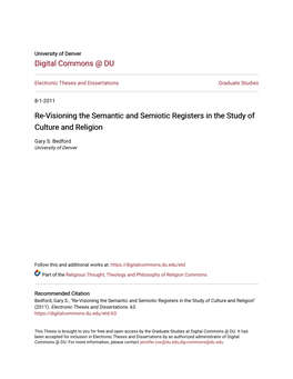 Re-Visioning the Semantic and Semiotic Registers in the Study of Culture and Religion