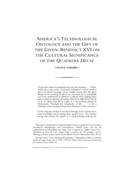 America's Technological Ontology and the Gift of the Given