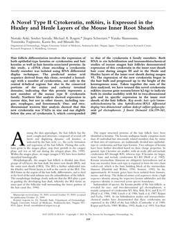 A Novel Type II Cytokeratin, Mk6irs, Is Expressed in the Huxley and Henle Layers of the Mouse Inner Root Sheath