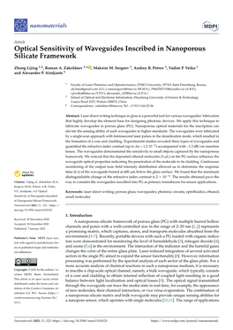 Optical Sensitivity of Waveguides Inscribed in Nanoporous Silicate Framework