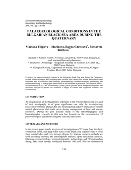 Palaeoecological Conditions in the Bulgarian Black Sea Area During the Quaternary