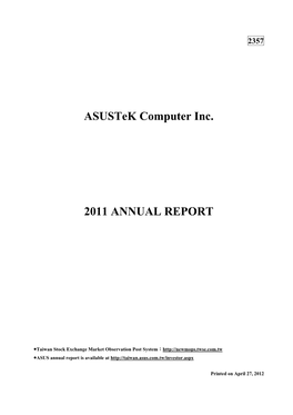 Asustek Computer Inc. 2011 ANNUAL REPORT