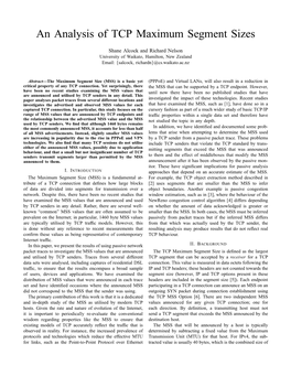 An Analysis of TCP Maximum Segment Sizes