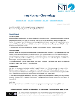 Iraq Nuclear Chronology