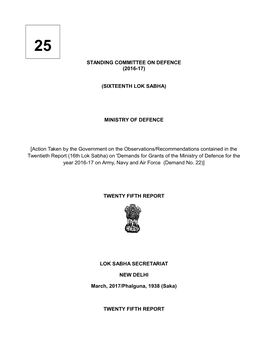 (2016-17) (Sixteenth Lok Sabha) Ministry of Defence