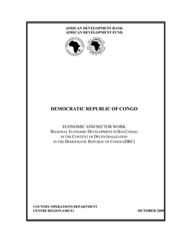 Economic and Sector Work-Regional Development in Bas Congo in The