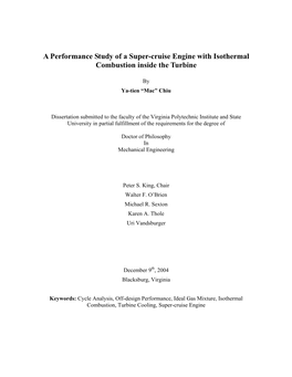 A Performance Study of a Super-Cruise Engine with Isothermal Combustion Inside the Turbine