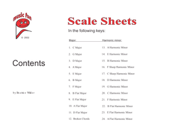 Scale Sheets in the Following Keys