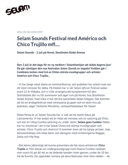 Selam Sounds Festival Med Américo Och Chico Trujillo Mfl