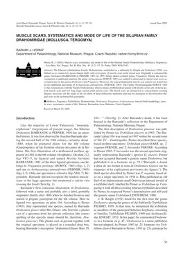 Muscle Scars, Systematics and Mode of Life of the Silurian Family Drahomiridae (Mollusca, Tergomya)