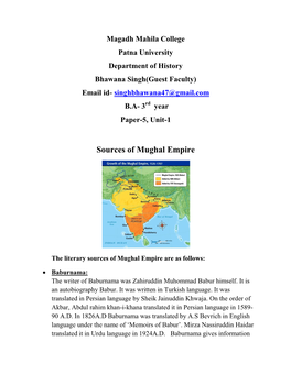 Sources of Mughal Empire