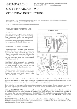 Scott Boomlock Two Operating Instructions