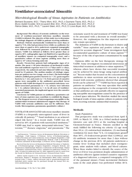 Ventilator-Associated Sinusitis