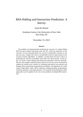 RNA Folding and Interaction Prediction: a Survey