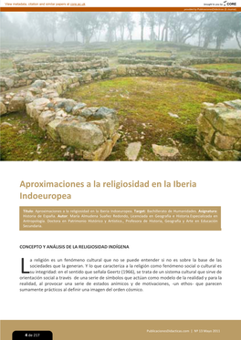 Aproximaciones a La Religiosidad En La Iberia Indoeuropea