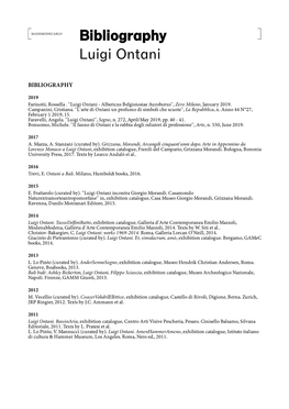 Bibliography Luigi Ontani