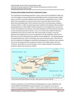 Royal Canadian Hussars History Documentation Project Individual and Group Experiences of RCH Members During Various Overseas