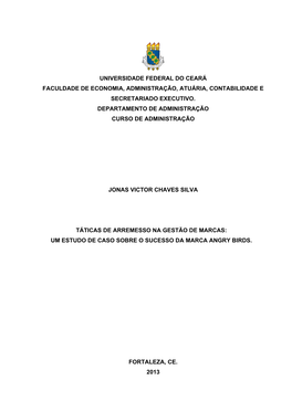 Universidade Federal Do Ceará Faculdade De Economia, Administração, Atuária, Contabilidade E Secretariado Executivo