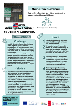 GORENJSKA REGION/ Participatory Governance of Cultural Heritage SOUTHERN CARINTHIA