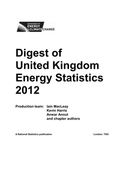 Digest of United Kingdom Energy Statistics 2012
