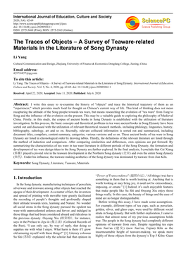 A Survey of Teaware-Related Materials in the Literature of Song Dynasty