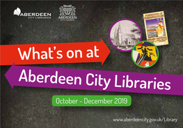 October - December 2O19 All Events Are Free to Attend and Open to All