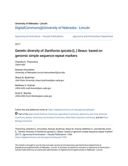 Genetic Diversity of &lt;I&gt;Danthonia Spicata&lt;/I&gt;