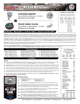 Lansing Lugnuts Great Lakes Loons