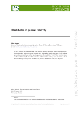 Black Holes in General Relativity