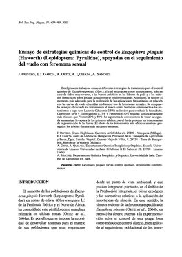 Ensayo De Estrategias Químicas De Control De Euzophera Pinguis (Haworth) (Lepidoptera: Pyralidae), Apoyadas En El Seguimiento Del Vuelo Con Feromona Sexual