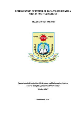 Determinants of Extent of Tobacco Cultivation Area in Kushtia District