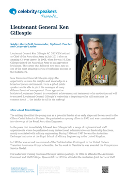 Lieutenant General Ken Gillespie