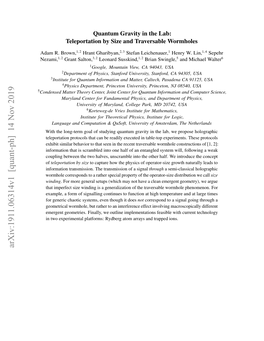 Quantum Gravity in the Lab: Teleportation by Size and Traversable Wormholes